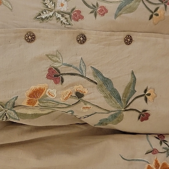 Vtg TAPESTRY PATCH Linen Floral Embroidered Decorative Button Down Shacket - Picture 7 of 10